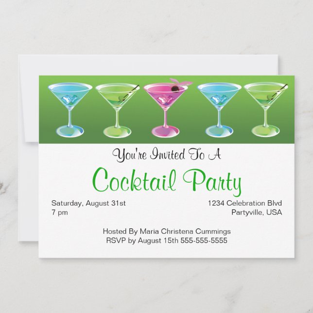 Colourful Cocktails Invitation (Front)