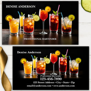 Colourful Cocktails Professional Bartender Business Card