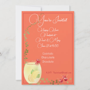 Colourful Cocktails with Fruit and Foliage Party Invitation