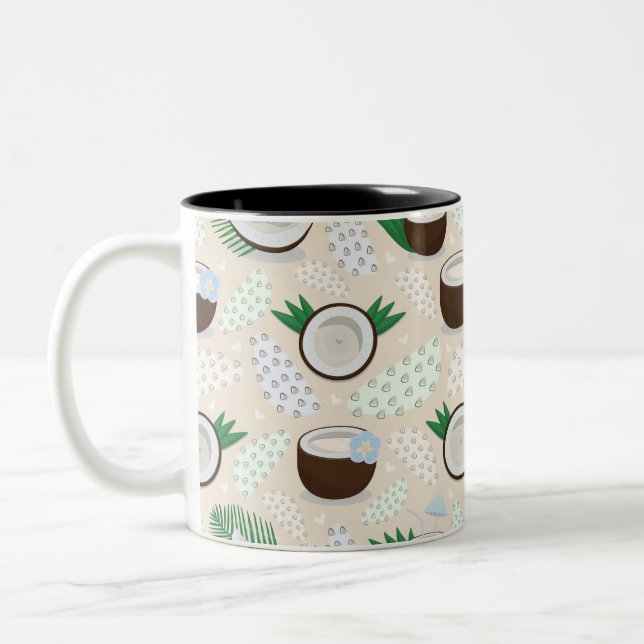 Colourful coconut pattern Two-Tone coffee mug (Left)