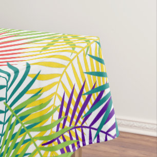Colourful Coconut Stylised Palm Leafs Pattern Tablecloth