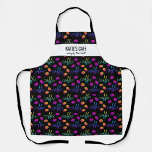 Colourful Coffee Beans Barista or Cafe Name Custom Apron