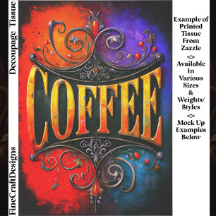 Colourful Coffee Café Sign Design EY3 Decoupage Tissue Paper