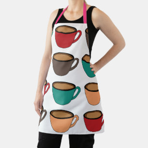 Colourful Coffee Cup Pattern  Apron
