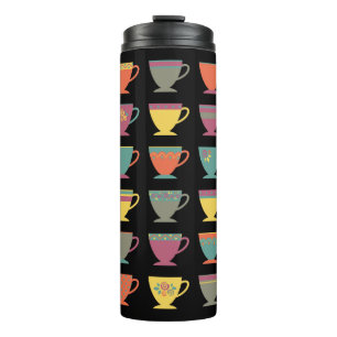 Colourful coffee cups, modern winter hot mugs
