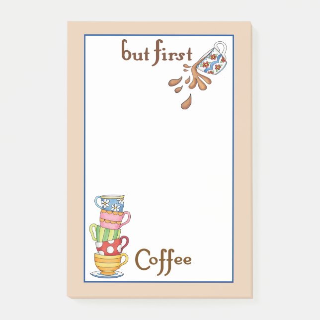Colourful Coffee Cups Post-it® Notes (Front)