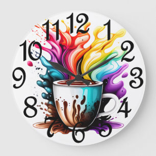 Colourful Coffee  Large Clock
