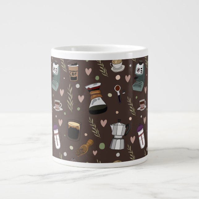 Colourful Coffee Maker Pattern Large Coffee Mug (Front)