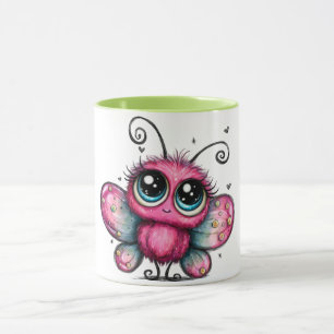 Colourful coffee mug with purple butterfly