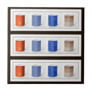 Colourful Coffee Mugs Framed Ceramic Tile