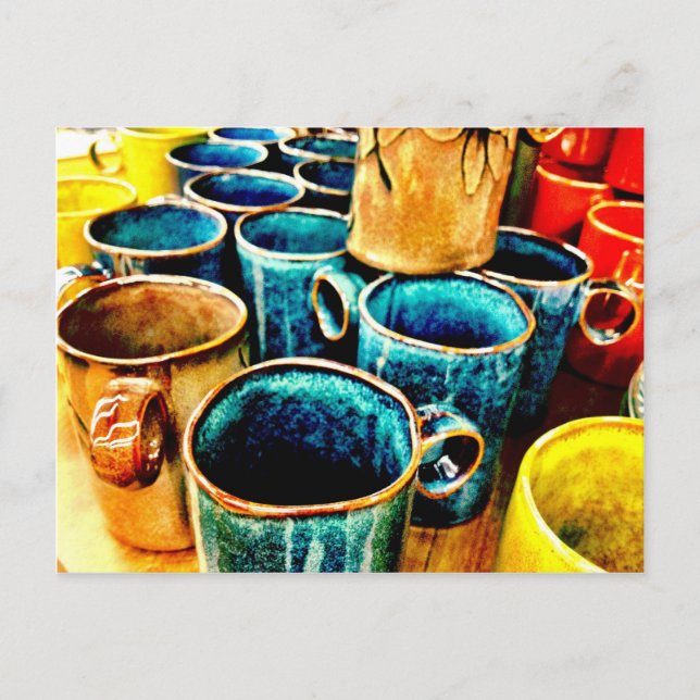 Colourful Coffee Mugs Gifts for Coffee Lovers Postcard (Front)