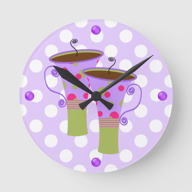 Colourful Coffee Mugs Kitchen Wall Clock (Front)