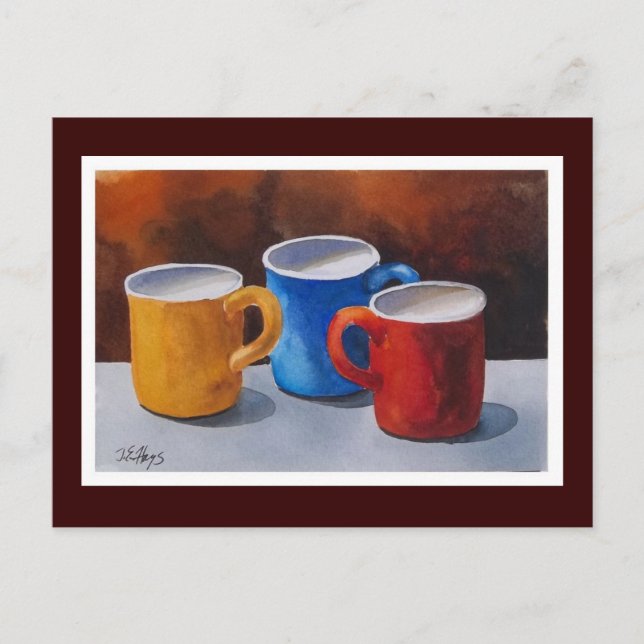 Colourful Coffee Mugs Postcard (Front)