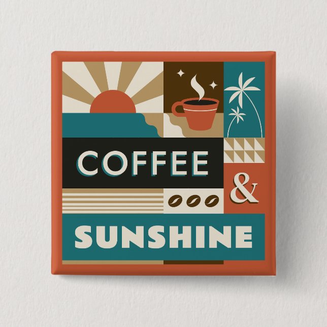 Colourful Coffee Quotes 15 Cm Square Badge (Front)