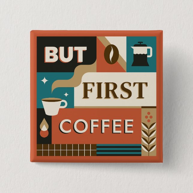 Colourful Coffee Quotes 15 Cm Square Badge (Front)