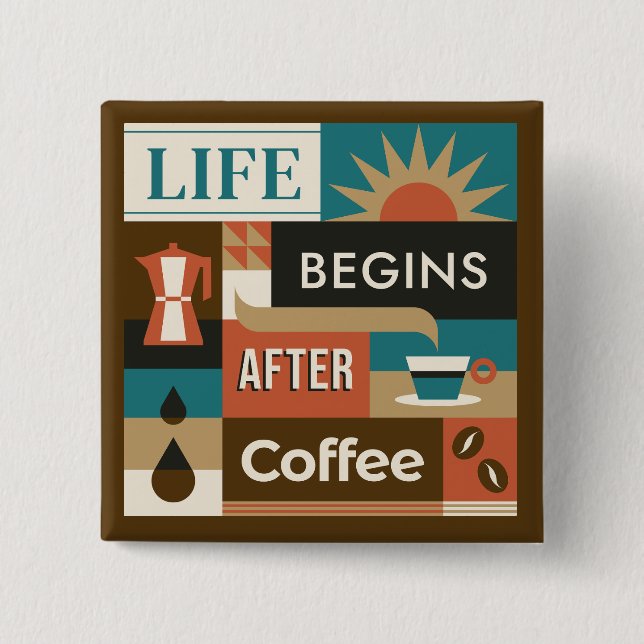 Colourful Coffee Quotes 15 Cm Square Badge (Front)
