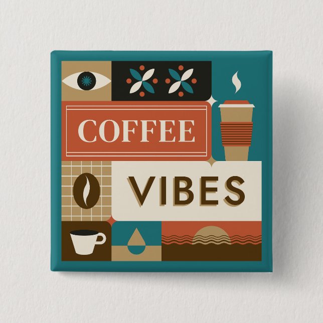 Colourful Coffee Quotes 15 Cm Square Badge (Front)