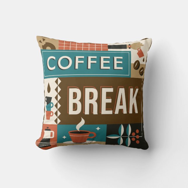 Colourful Coffee Quotes Cushion (Front)
