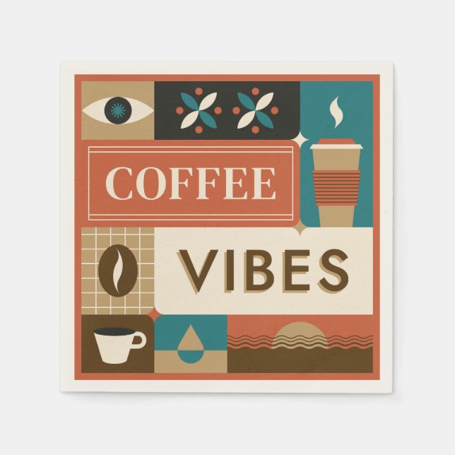 Colourful Coffee Quotes Napkin (Front)