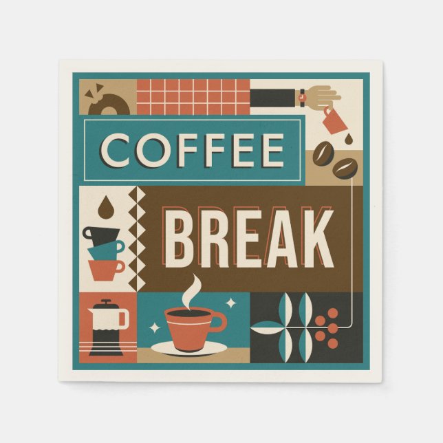 Colourful Coffee Quotes Napkin (Front)