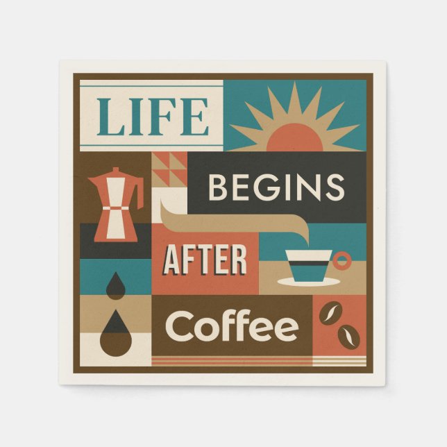 Colourful Coffee Quotes Napkin (Front)