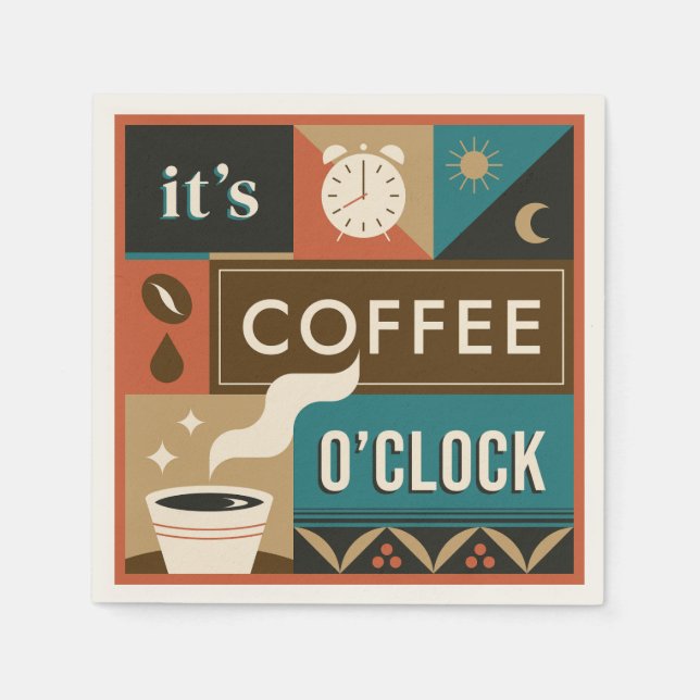 Colourful Coffee Quotes Napkin (Front)
