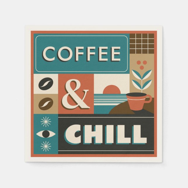 Colourful Coffee Quotes Napkin (Front)