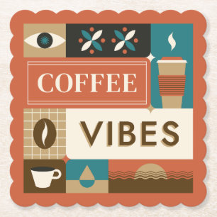 Colourful Coffee Quotes Paper Coaster