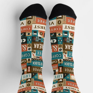 Colourful Coffee Quotes Socks