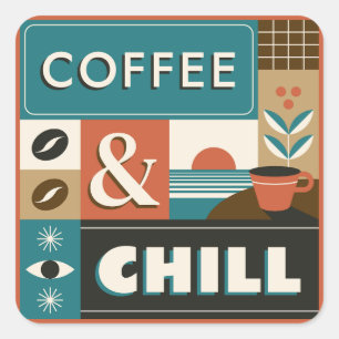 Colourful Coffee Quotes Square Sticker