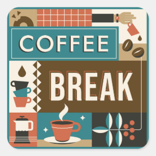 Colourful Coffee Quotes Square Sticker