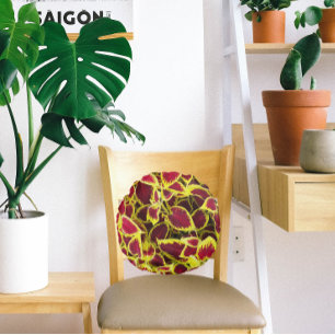 Colourful Coleus Plant Leaves Floral Round Cushion