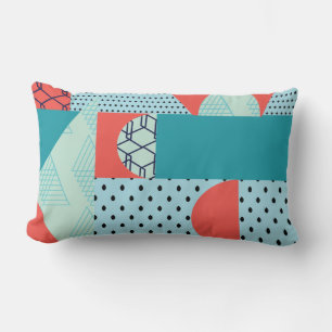 Colourful Collage Gemetrical Shapes Lumbar Pillow