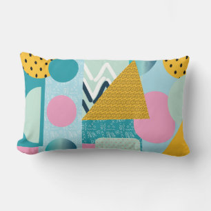 Colourful Collage Gemetrical Shapes Lumbar Pillow