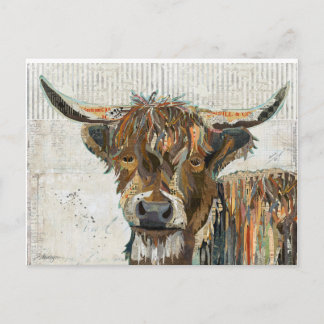 Colourful Collage Highland Cow Postcard