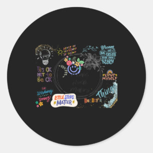 Colourful Collage Positive Quotes Mental Health S Classic Round Sticker