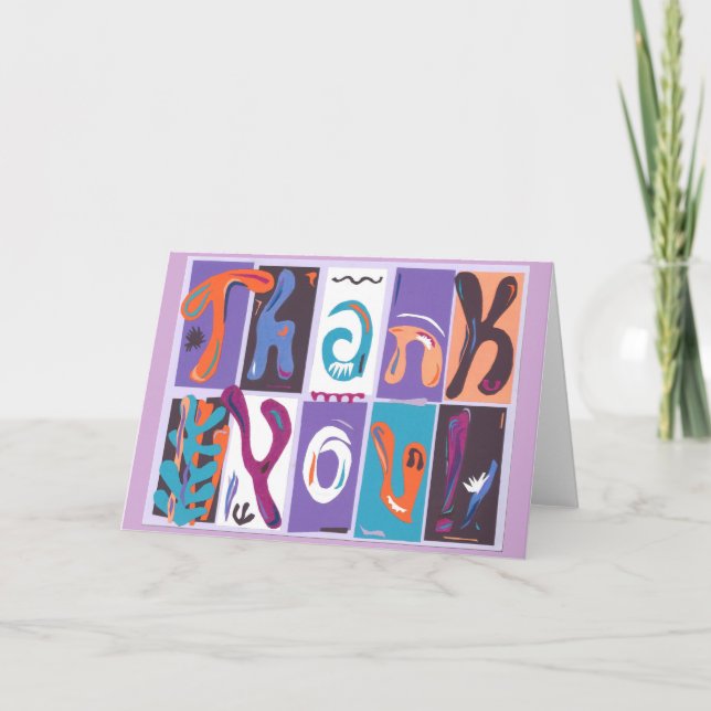 Colourful collage style "Thank You" card (Front)