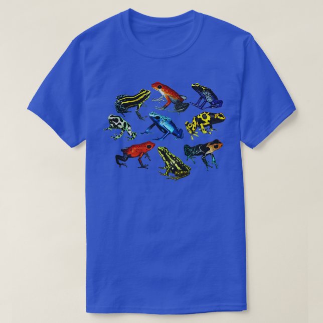 Colourful Collection Of Poison Dart Frogs Beautifu T-Shirt (Design Front)