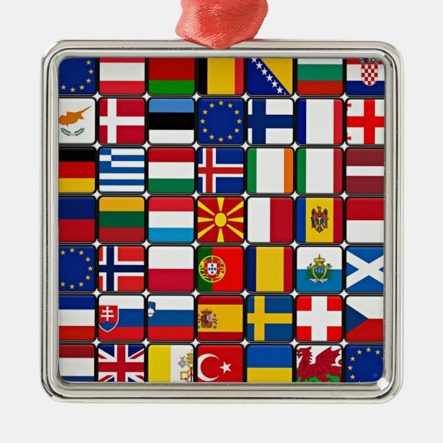 Colourful Collection of World Flags Metal Ornament (Front)