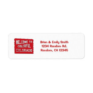 Colourful Colorado red welcome sign labels