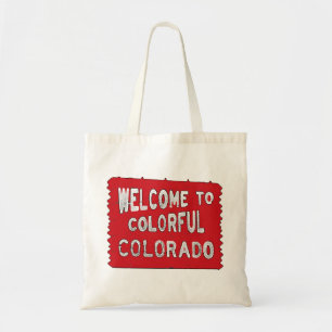 Colourful Colorado red welcome sign tote bag