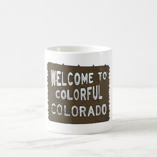 Colourful Colorado welcome sign coffee mug