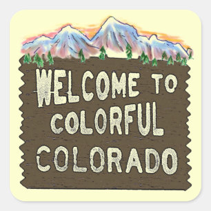 Colourful Colorado welcome sign mountains stickers