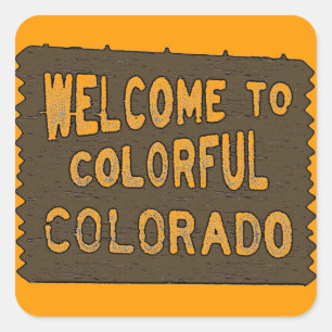 Colourful Colorado welcome sign orange stickers