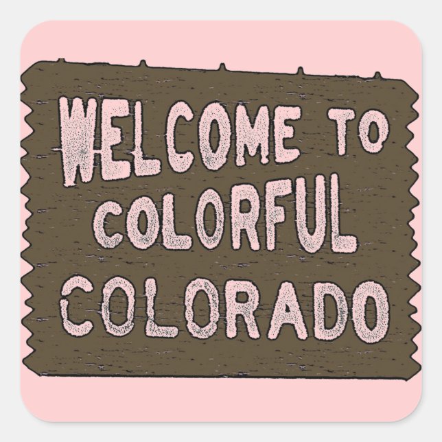 Colourful Colorado welcome sign pink stickers (Front)
