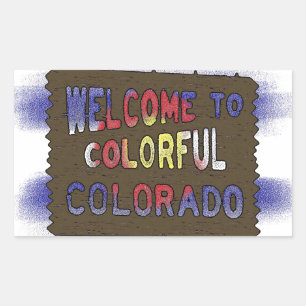 Colourful Colorado welcome sign state flag sticker