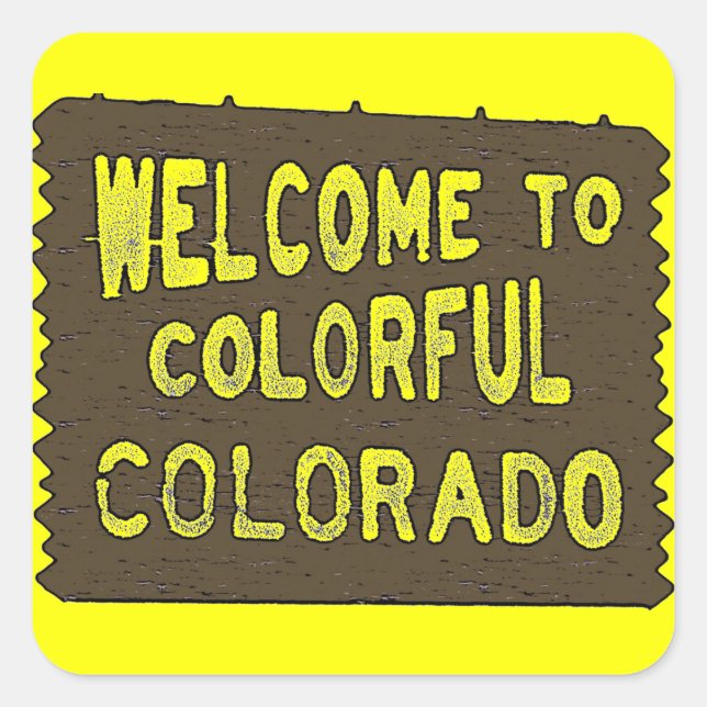 Colourful Colorado welcome sign yellow stickers (Front)