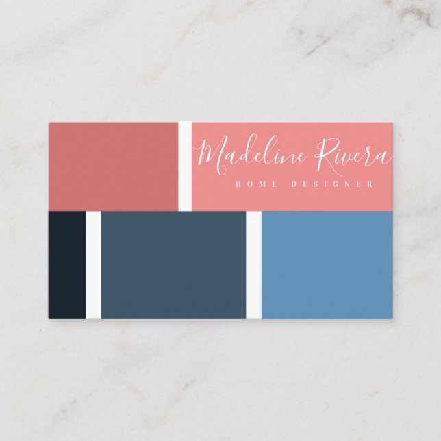 Colourful Colour Block Home Interior Designer Business Card (Front)