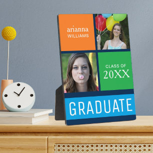 Colourful Colour Block Modern Photo Graduation Plaque