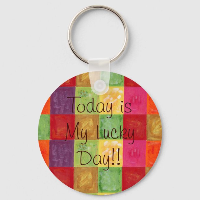 Colourful Colour Grid Pattern Key Ring (Front)